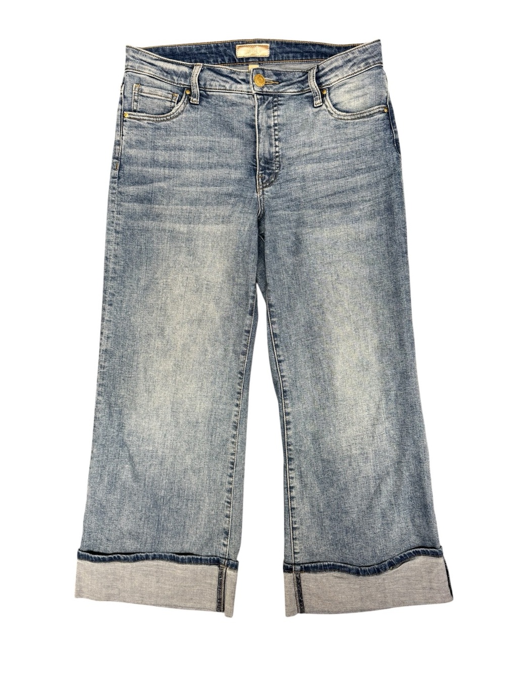 Kut From the Kloth Meg Fab Ab Wide Leg Denim Jeans High Rise Cuffed Hem Blue 6 - Picture 4 of 14